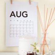Aug calendar on wall