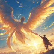 Angel guarding human.